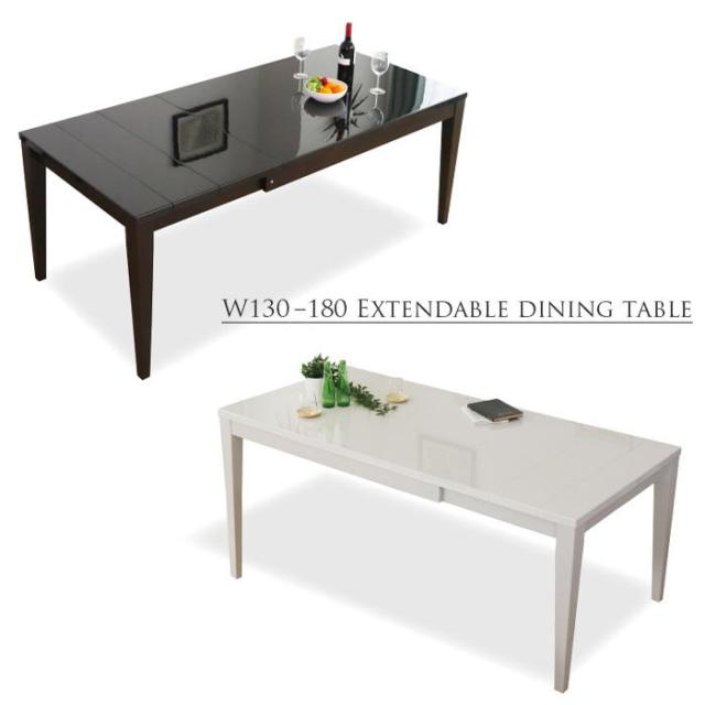 ウォーリア４点ダイニング　ベンチ　  24-4 テーブル 伸長式 ダイニングテーブル 伸長テーブル 幅130 幅180 ダイニングセット 木製 木目 鏡面 白 シンプル おしゃれ 高級 モダン ダイニング 食卓の通販は