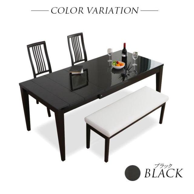 ウォーリア４点ダイニング　ベンチ　  24-4 テーブル 伸長式 ダイニングテーブル 伸長テーブル 幅130 幅180 ダイニングセット 木製 木目 鏡面 白 シンプル おしゃれ 高級 モダン ダイニング 食卓の通販は
