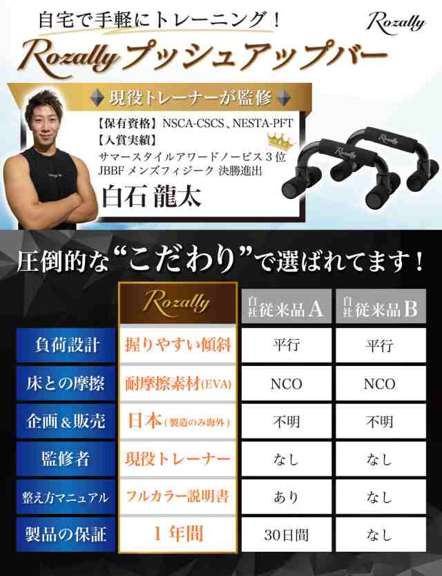 現役トレーナーが監修】 プッシュアップバー 腕立て伏せ 大胸筋