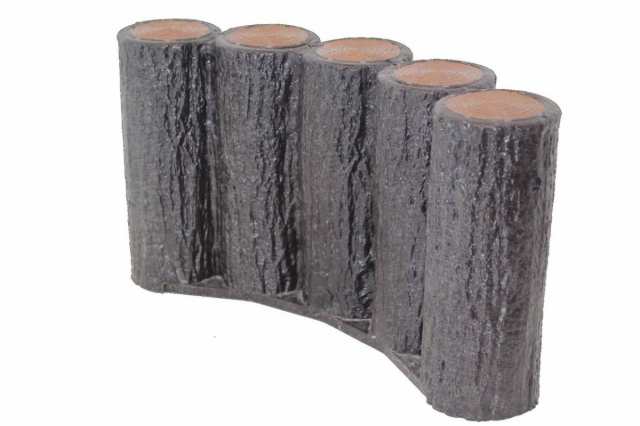 ガーデニング用品 サンポリ 樹脂製擬木はなえ80φ 5連段違い杭タイプ H300 (10本セット)