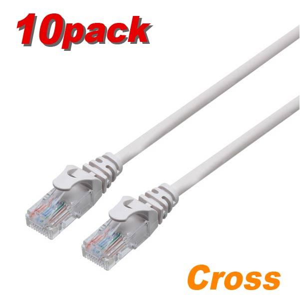 ＬＡＮケーブル　ＣＡＴ６　クロス　１０Ｍ　ライトグレー　[CBC6X-100-LG］【お買い得１０本パック】