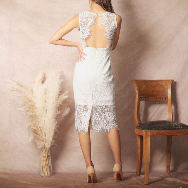 送料無料】 キャバ ドレス ピュア レース 背中開き タイト ミニ ドレス