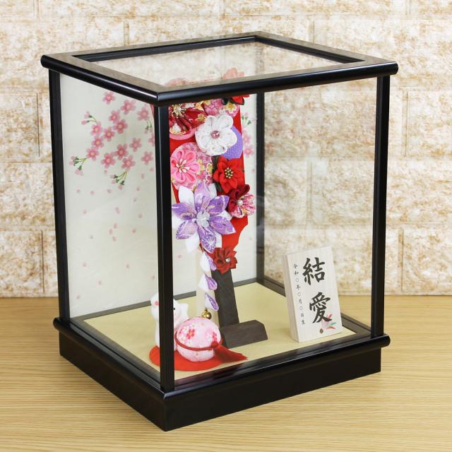 雛人形 桜の花柄 ガラスケース入り秀月 雛人形 桜柄 ガラスケース入り