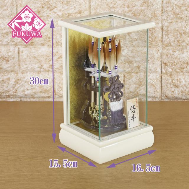 破魔弓 おしゃれ 初正月 破魔矢 ケース入り(６号 Hikari~ひかり~ 破魔弓飾り ５本矢 ガラスケース入り )FUKU-R5-212 日本製 コンパクト かわいい 可愛い インテリア おしゃれ_1