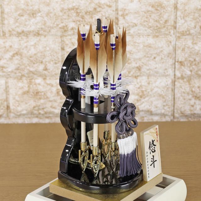 破魔弓 おしゃれ 初正月 破魔矢 ケース入り(６号 Hikari~ひかり~ 破魔弓飾り ５本矢 ガラスケース入り )FUKU-R5-212 日本製 コンパクト かわいい 可愛い インテリア おしゃれ_3