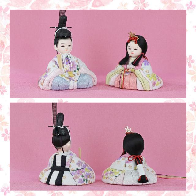 雛人形 木目込み コンパクト おしゃれ インテリア 壁掛け 対応 (木目込み雛 桜結 〜Miyu〜 ホワイト 八角台セゥット IR514-16) 桃の節句 ひな祭り_3