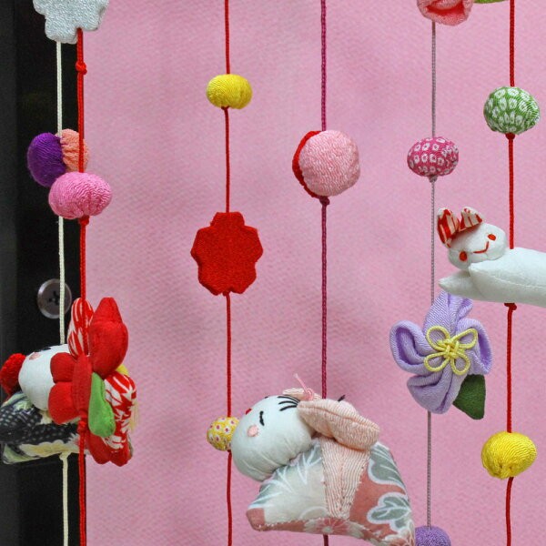 つるし雛 つるし飾り うさぎと花わらべ 79cm木製飾り台付FUKU2801