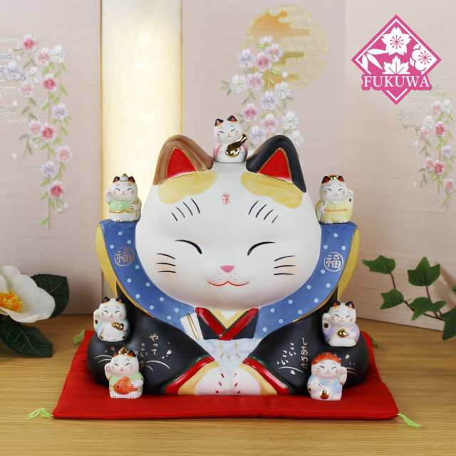 Amazon.co.jp: 薬師窯(yakushigama) 錦彩七福神福助招き猫(16号