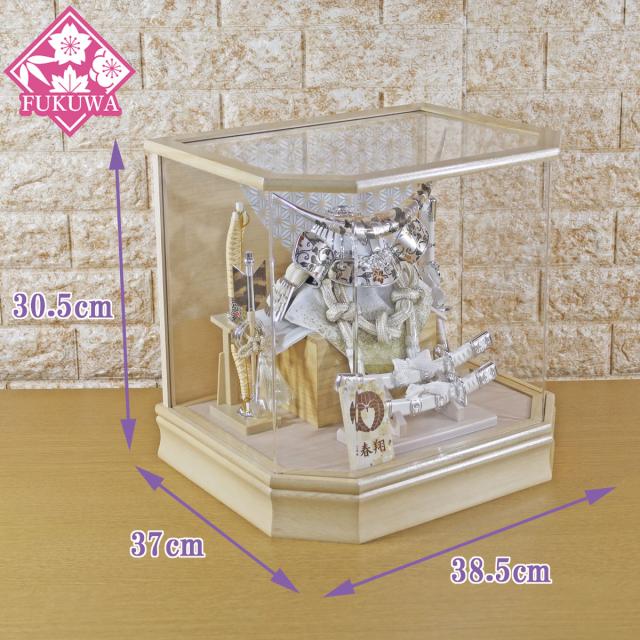 五月人形 コンパクト おしゃれ 兜 ケース飾り 六角アクリルケース 075