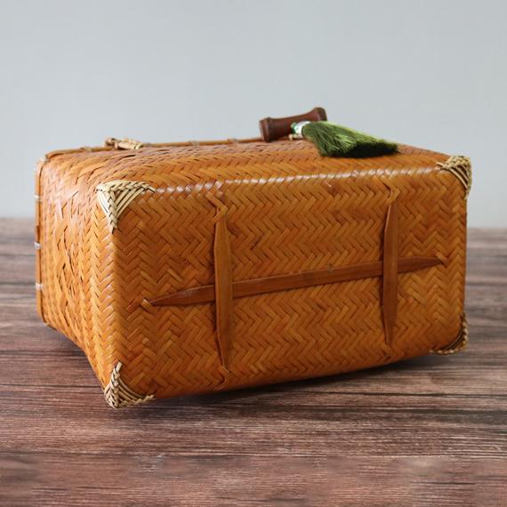休？竹？包 竹製手提げバッグ 手織りかごバッグ アンティーク 竹
