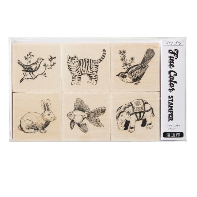 ファインカラー スタンパー セット [ドウブツ] シャチハタ はんこ スタンプ 文具 イラスト おしゃれ くっきり 捺印 フレーム ファインカラースタンパー イラスト デコレーション クラシック