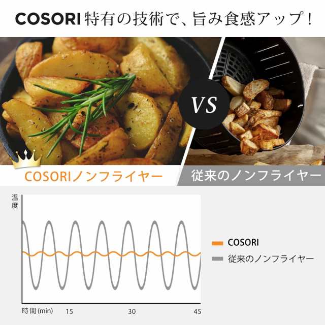 ノンフライヤー 大容量3.8L COSORI 電気フライヤー エアフライヤー 油