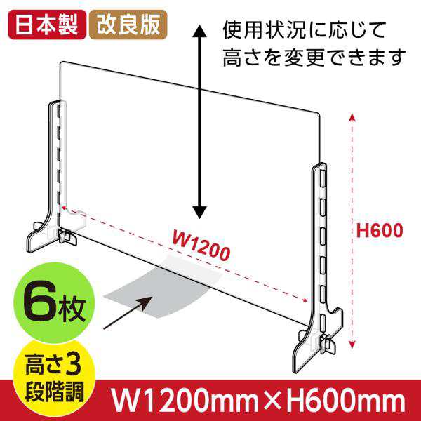 5倍Point 6枚セット 日本製 改良版 3段階調整可能 透明アクリル