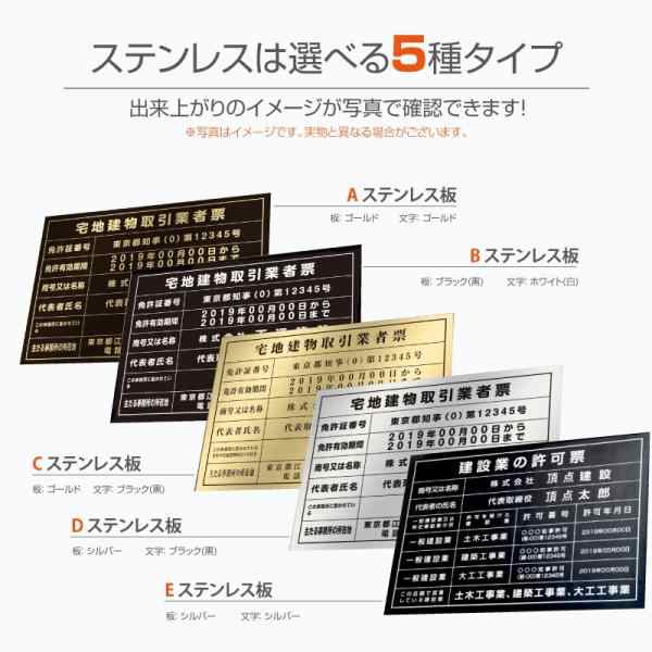 売れ筋オンラインストア 補償コンサルタント登録票 520mm×370mm【ゴールドｘステンレス面板】選べる書体 面板カラー UV印刷 ステンレス  撥水加 看板 SOLUCENTERINT