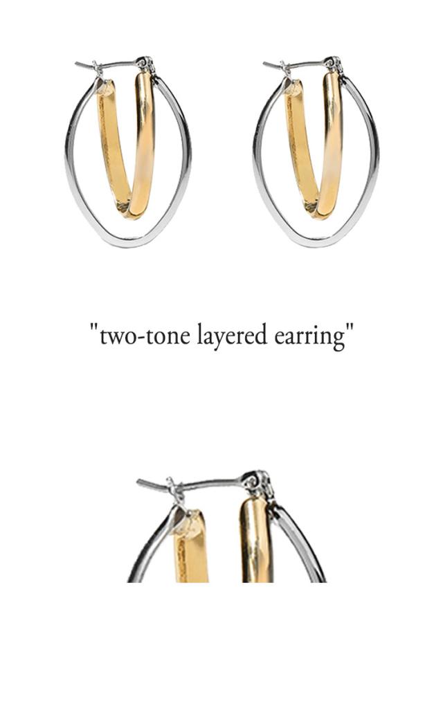 レイジーダウン ピアス LAZYDAWN two-tone layered earring