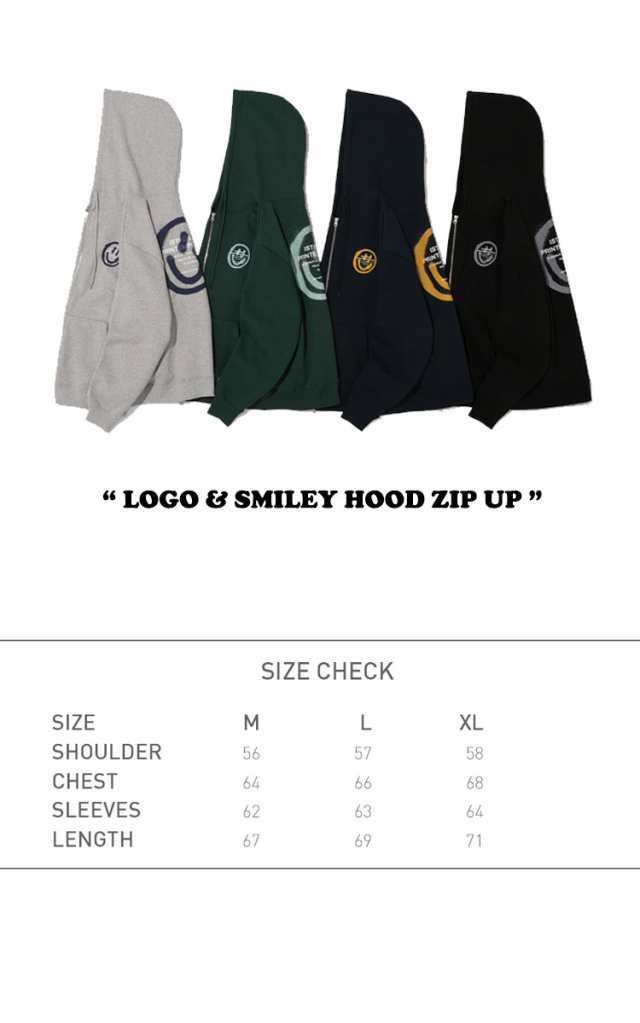 イスト クンスト パーカ IST KUNST LOGO & SMILEY HOOD ZIP UP ロゴ&スマイリーフーディージップアップ 全4色  裏起毛 IK2CFMM480A ウェア｜au PAY マーケット