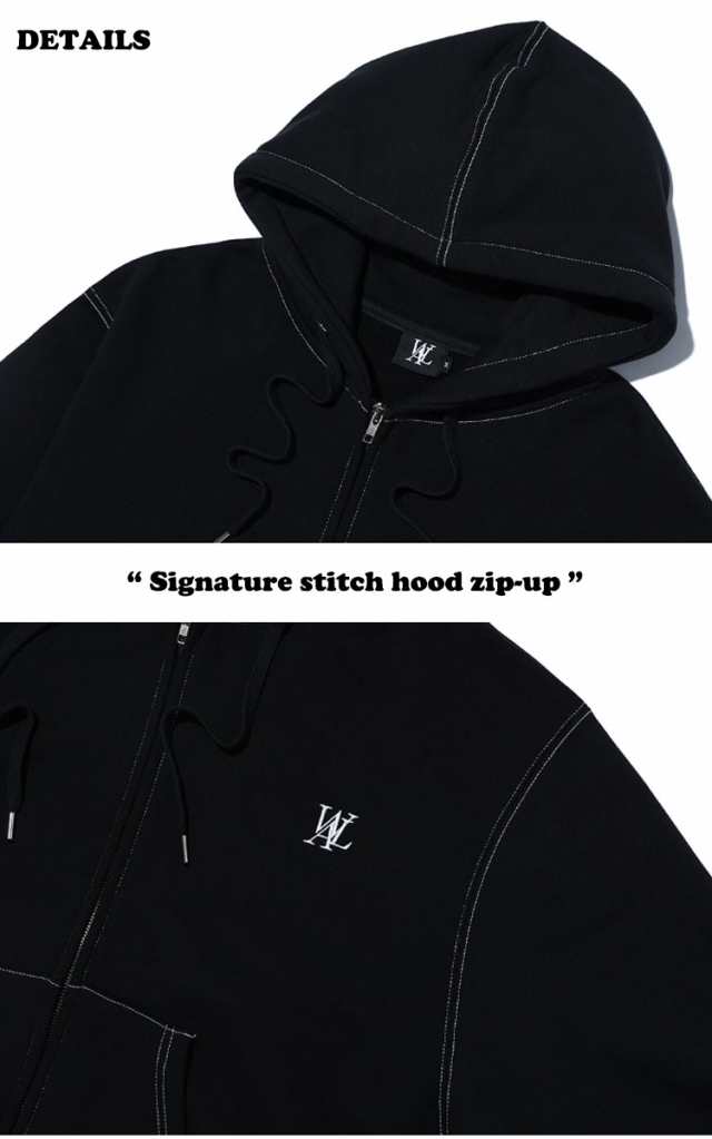 ウアロン パーカー WOOALONG Signature stitch hood zip-up