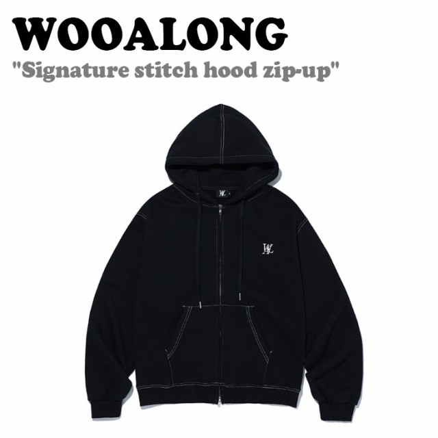 ウアロン パーカー WOOALONG Signature stitch hood zip-up 