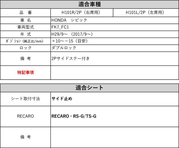 特別セール品 カワイ製作所 レカロ RECARO シートレール 保安基準適合