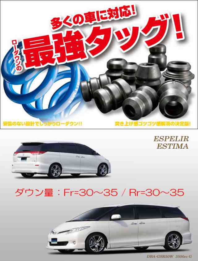 [ESPELIR]GSR50W エスティマ(2WD/3.5L)用スーパーダウンサス+バンプラバーの通販は 23,720円