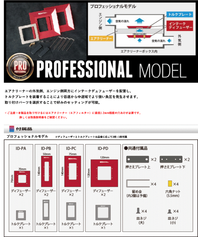 【超激得通販】[シエクル_ID]GGA10 マークXジオ(2GR-FE_H19/9ーH25/11)用プロフェッショナルインテークディフューザー(純正エアクリーナー用)[ID-PD] トヨタ用