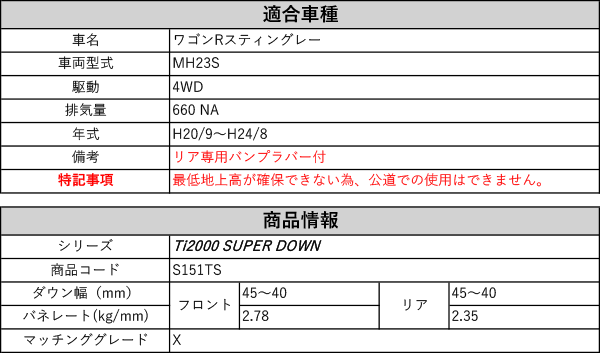 RS-R_Ti2000 SUPER DOWN]MH23S ワゴンRスティングレー_X(4WD_660