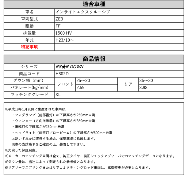 RS-R_RS☆R DOWN]ZE3 インサイトエクスクルーシブ_XL(2WD_1500 HV_H23