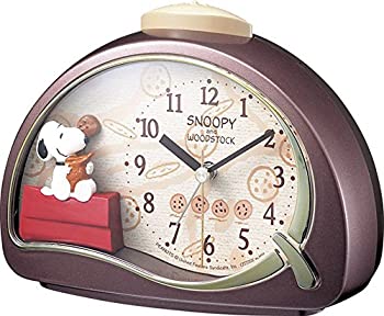 SNOOPY (スヌーピー) 目覚まし時計 キャラクター アナログ R506 電子音 アラーム 茶 リズム時計 4SE506MJ09（中古品）