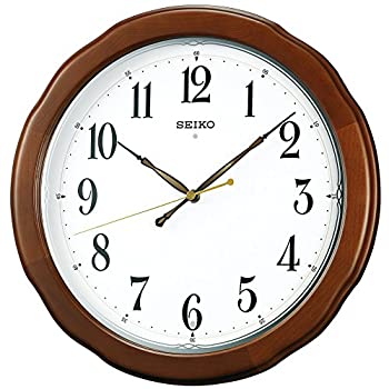 セイコー クロック 掛け時計 電波 アナログ 木枠 茶 木地 KX326B SEIKO（中古品）