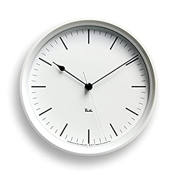 Lemnos RIKI STEEL CLOCK 電波時計 ホワイト WR08-24 WH（中古品）