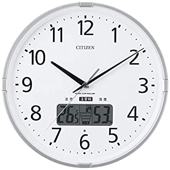 シチズン 掛け時計 電波 アナログ インフォームナビS 高精度 温度 ・ 湿度 計 【 熱中症 注意お知らせ警告音付】 銀色 CITIZEN 4FY621-019（中古品）
