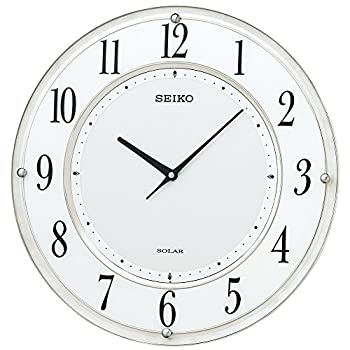 セイコー クロック 掛け時計 SOLAR+ ソーラープラス 電波 アナログ 薄型 白マーブル 模様 SF506W SEIKO（中古品）