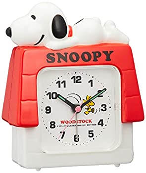 SNOOPY (スヌーピー) 目覚まし時計 キャラクター アナログ R551 電子音 3D 白 リズム時計 4SE551MS03（中古品）