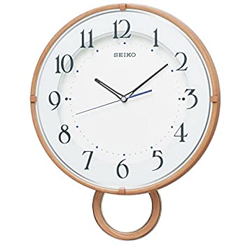 セイコー クロック 掛け時計 電波 アナログ 飾り振り子 薄茶 木目 模様 PH206A SEIKO（中古品）の通販は