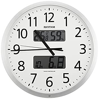 リズム時計 RHYTHM 電波 掛け時計 プログラムカレンダー 403SR シルバーメタリック 色 4FN403SR19（中古品）