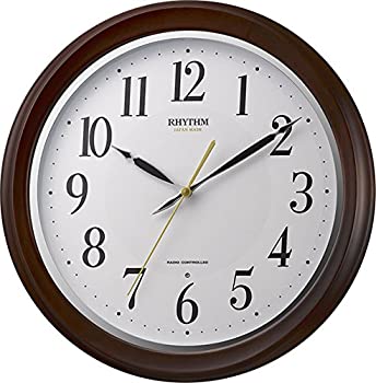 リズム時計 掛け時計 電波 アナログ フィットウェーブアヤ 【 日本製 】 連続秒針 木 茶 RHYTHM 8MY512SR06（中古品）の通販は