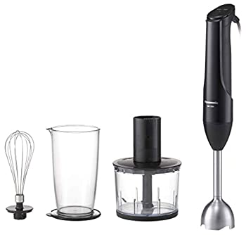 パナソニック ハンドブレンダー 4枚刃 低速・高速切替式  1台4役(つぶす、混ぜる、きざむ、泡立て) チャイルドロック付き ブラック MX-S301-K（中古品）
