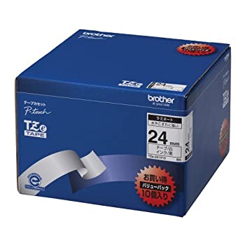 ブラザー工業 TZeテープ ラミネートテープ(白地/黒字) 24mm 10本パック TZe-251V10（中古品）