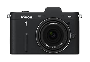 Nikon ミラーレス一眼カメラ Nikon 1 (ニコンワン) V1 (ブイワン) 薄型レンズキット ブラックN1 V1ULK BK（中古品）
