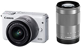 Canon ミラーレス一眼カメラ EOS M10 ダブルズームキット(ホワイト) EF-M15-45mm F3.5-6.3 IS STM EF-M55-200mm F4.5-6.3 IS STM 付属 EOSM10WH-（中古品）