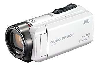 JVC ビデオカメラ Everio R  防水5m 防塵仕様 耐低温 耐衝撃 内蔵メモリー32GB パールホワイト GZ-R400-W（中古品）