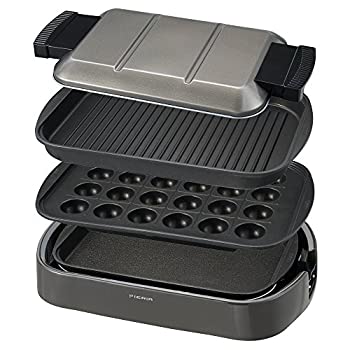 ドウシシャ ホットプレート 3枚(平面 波型 たこ焼き) 収納ベルト付き 角型 ピエリア（中古品）