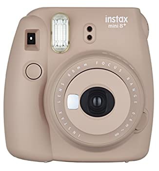 FUJIFILM インスタントカメラ チェキ instax mini8プラス 接写レンズ・純正ハンドストラップ付き ココア INS MINI 8P COCOA（中古品）