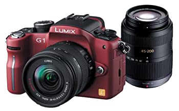パナソニック デジタル一眼カメラ LUMIX (ルミックス) G1 Wレンズキット コンフォートレッド DMC-G1W-R（中古品）