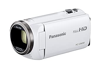 パナソニック HDビデオカメラ V360M 16GB 高倍率90倍ズーム ホワイト HC-V360M-W（中古品）