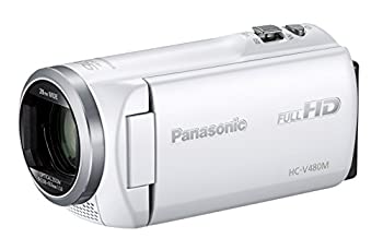 パナソニック HDビデオカメラ V480M 32GB 高倍率90倍ズーム ホワイト HC-V480M-W（中古品）