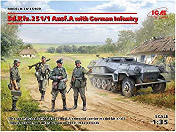 ICM 1/35 ドイツ陸軍 Sd.Kfz.251/1 Ausf.A 装甲兵員輸送車 w/ドイツ歩兵 プラモデル 35103（中古品）