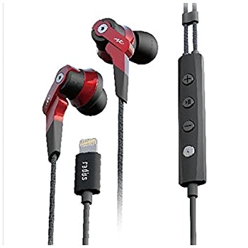 ラディウス マイク＆コントローラー搭載Lightningコネクタイヤホンレッドradius HP-NHL21R（中古品）