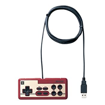 iBUFFALO USB接続 8ボタンゲームパッド デジタル 連射機能付 ファミコン風 レッド BGCFC801RDA（中古品）