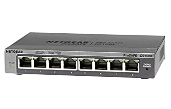 NETGEAR スイッチングハブ ギガビット8ポート/金属シャーシ/VLAN QoS IGMP/外部電源/ファンレス静音設計/省エネ GS108E-300JPS（中古品）